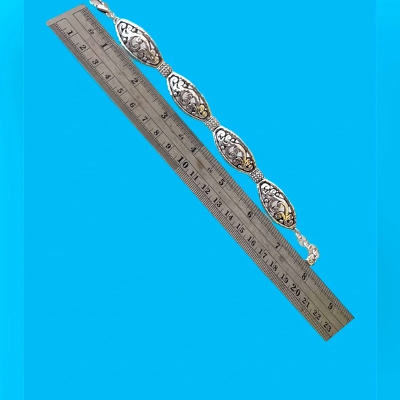 Brighton Mantilla Silver Rhinestone Statement Bracelet hammered look. - Picture 4 of 4